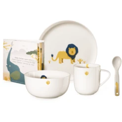 ASA Selection Kindergeschirrset 5-teilig Löwe Weiß Glänzend