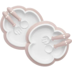 BabyBjörn BABYBJÖRN Kinderteller, Kinderlöffel Und Gabel 2er-Pack, Pastelrosa