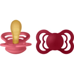 BIBS® Schnuller Supreme Coral/Ruby Latex 6-36 Monate, 2 Stk.