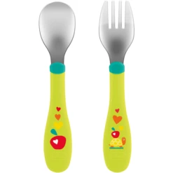 Chicco Erstes Edelstahlbesteck-Set Grün 18M+