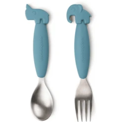 Done By Deer™ Löffel- Und Gabelset Easy-grip, Deer Friends Blau