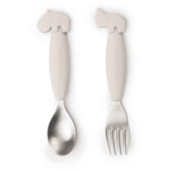 Done By Deer™ Löffel- Und Gabelset Easy-grip, Deer Friends Sand