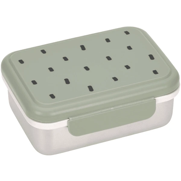 LÄSSIG Brotdose Aus Edelstahl, Happy Prints Light Olive 3 LÄSSIG Brotdose Aus Edelstahl, Happy Prints Light Olive