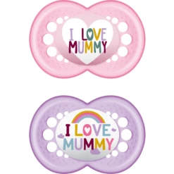 MAM Schnuller Original I Love Mummy Aus Silikon 6+ Monate Rosa/lila