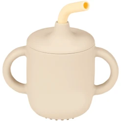 Nattou Silicon Becher Mit Strohhalm Sandfarbe / Vanille