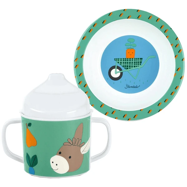 Sterntaler Trinklernbecher & Schalen Set 2er Set Blau-grün 3 Sterntaler Trinklernbecher & Schalen Set 2er Set Blau-grün